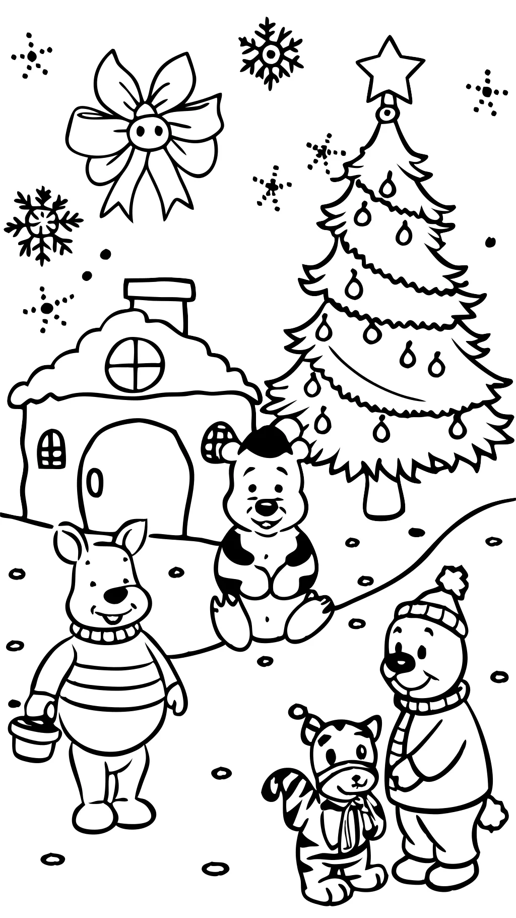 winnie the pooh christmas coloring pages